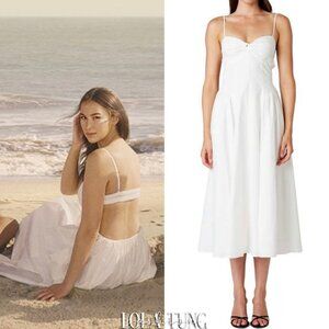 NIA the Brand - Destene Dress | Elegant White Midi Dress | Medium | NWOT